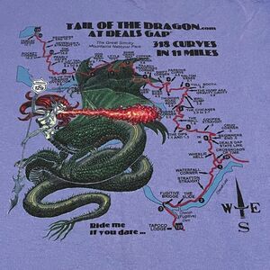 Gildan Tail of the Dragon purple 100% pure cotton short sleeve graphic large tee
